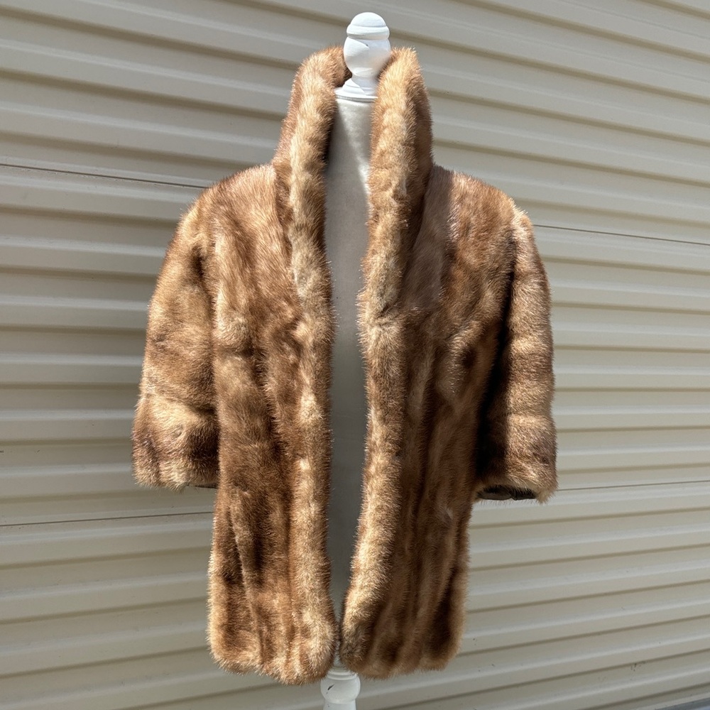 Vintage Bullock’s Los Angeles Autum Haze  Emba, natural brown mink shawl